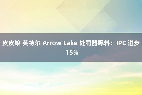 皮皮娘 英特尔 Arrow Lake 处罚器曝料：IPC 进步 15%