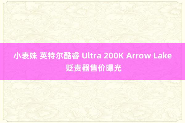 小表妹 英特尔酷睿 Ultra 200K Arrow Lake 贬责器售价曝光