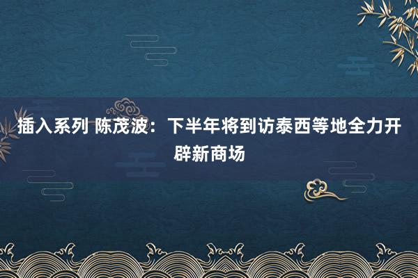 插入系列 陈茂波：下半年将到访泰西等地全力开辟新商场