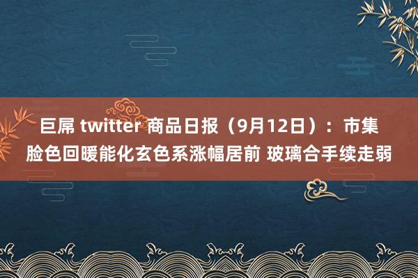 巨屌 twitter 商品日报（9月12日）：市集脸色回暖能化玄色系涨幅居前 玻璃合手续走弱