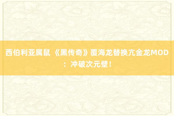 西伯利亚属鼠 《黑传奇》覆海龙替换亢金龙MOD：冲破次元壁！