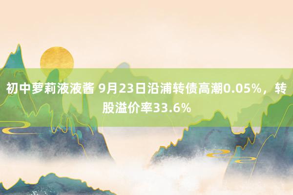 初中萝莉液液酱 9月23日沿浦转债高潮0.05%，转股溢价率33.6%