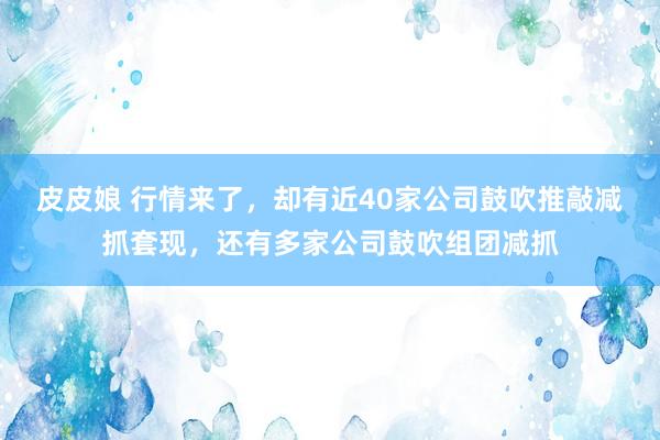 皮皮娘 行情来了，却有近40家公司鼓吹推敲减抓套现，还有多家公司鼓吹组团减抓