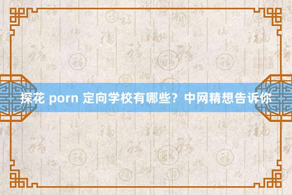 探花 porn 定向学校有哪些？中网精想告诉你