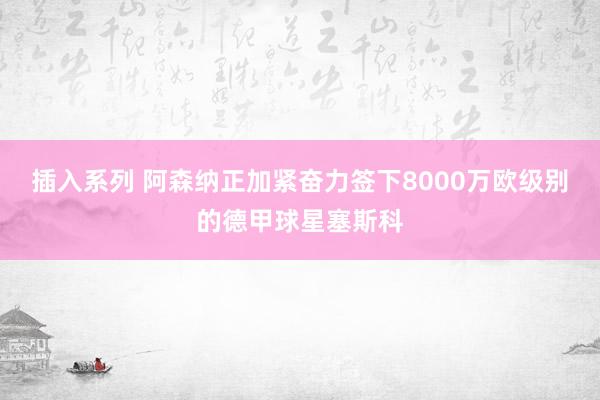 插入系列 阿森纳正加紧奋力签下8000万欧级别的德甲球星塞斯科