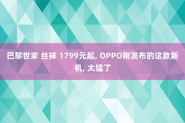 巴黎世家 丝袜 1799元起， OPPO刚发布的这款新机， 太猛了