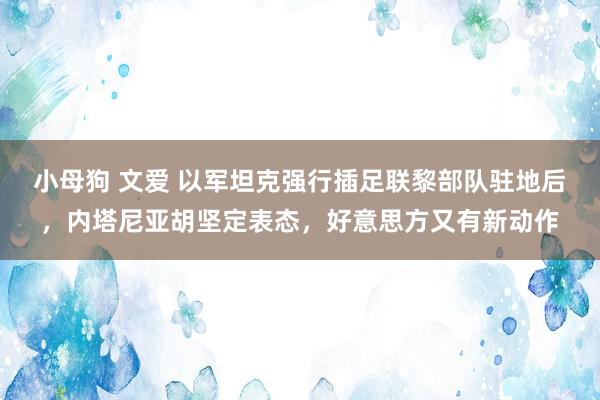 小母狗 文爱 以军坦克强行插足联黎部队驻地后，内塔尼亚胡坚定表态，好意思方又有新动作