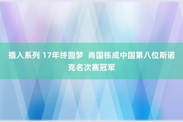 插入系列 17年终圆梦  肖国栋成中国第八位斯诺克名次赛冠军