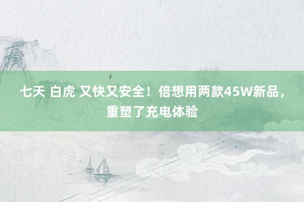 七天 白虎 又快又安全！倍想用两款45W新品，重塑了充电体验