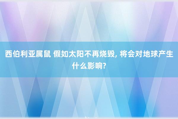 西伯利亚属鼠 假如太阳不再烧毁， 将会对地球产生什么影响?