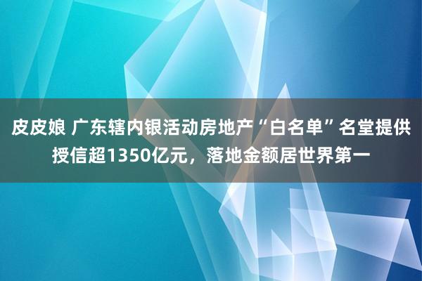 皮皮娘 广东辖内银活动房地产“白名单”名堂提供授信超1350亿元，落地金额居世界第一