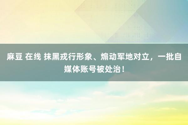 麻豆 在线 抹黑戎行形象、煽动军地对立，一批自媒体账号被处治！