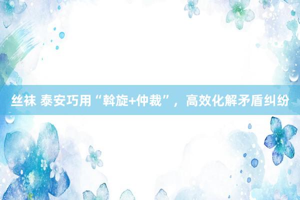 丝袜 泰安巧用“斡旋+仲裁”，高效化解矛盾纠纷