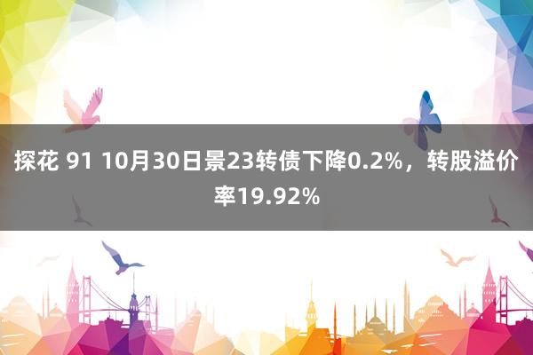 探花 91 10月30日景23转债下降0.2%，转股溢价率19.92%