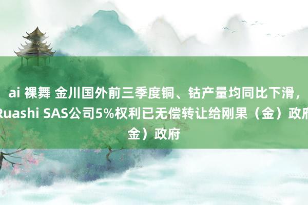 ai 裸舞 金川国外前三季度铜、钴产量均同比下滑，Ruashi SAS公司5%权利已无偿转让给刚果（金）政府