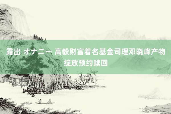 露出 オナニー 高毅财富着名基金司理邓晓峰产物绽放预约赎回