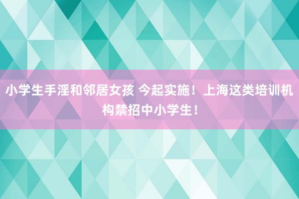 小学生手淫和邻居女孩 今起实施！上海这类培训机构禁招中小学生！