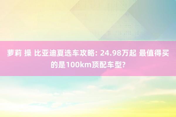 萝莉 操 比亚迪夏选车攻略: 24.98万起 最值得买的是100km顶配车型?